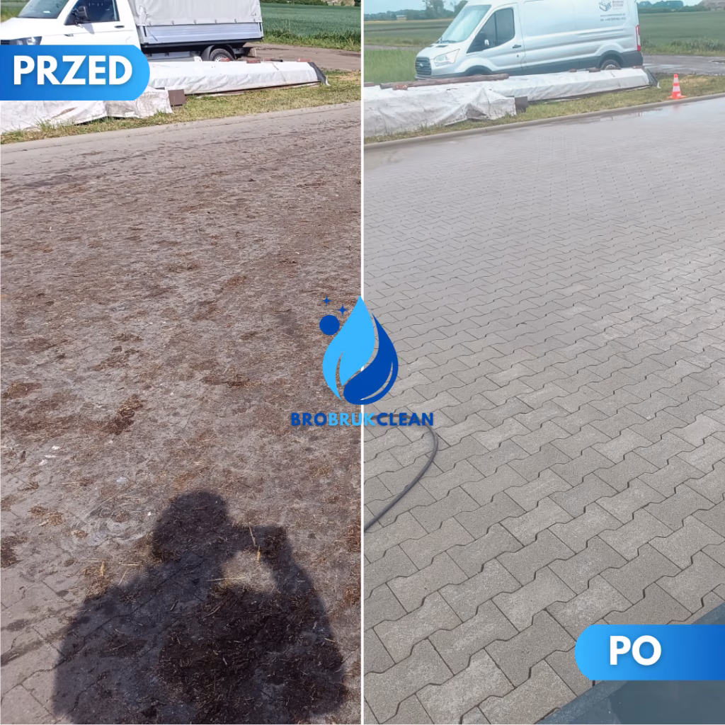 mycie kostki brukowej z silnych zabrudzeń olejowych