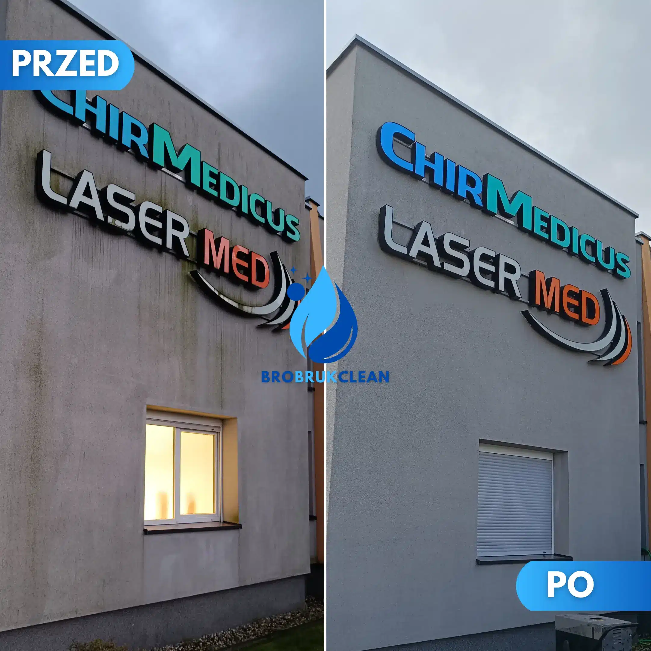 mycie elewacji budynku przychodni medycznej